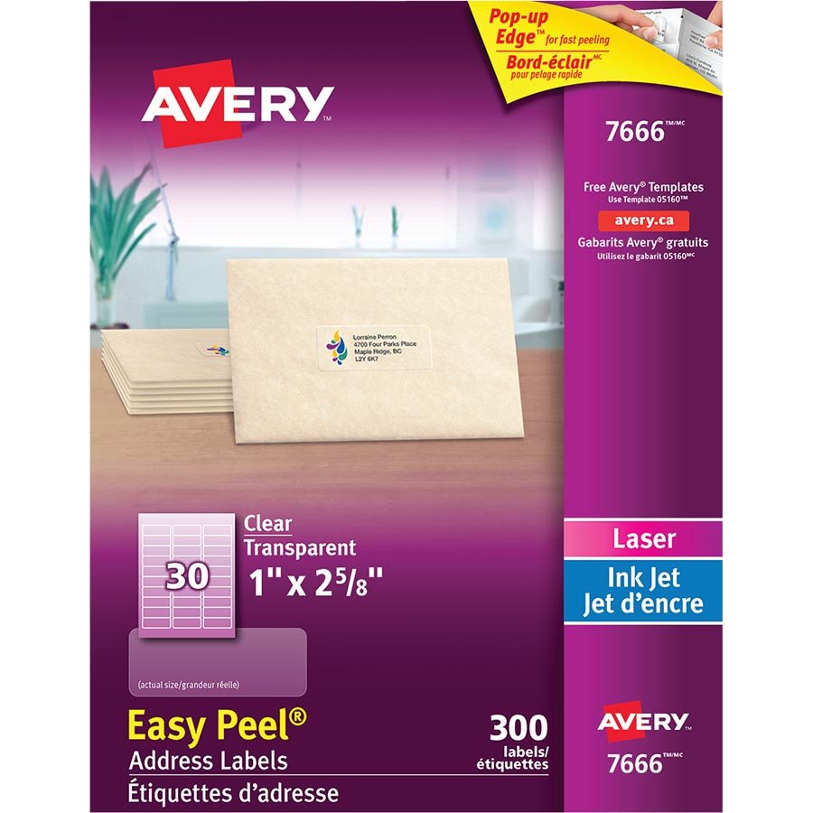 Étiquettes d'adresse transparentes Easy Peel® — 1 x 2-5/8" (300)