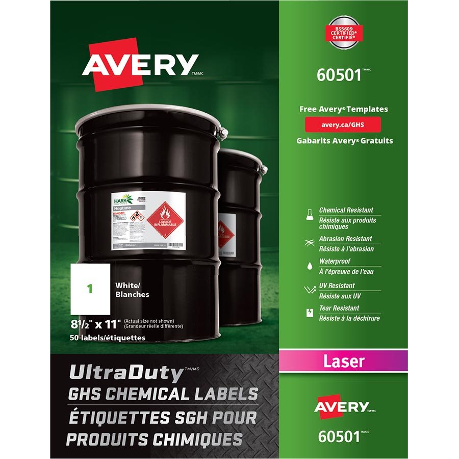 Étiquettes SGH pour produits chimiques UltraDuty™ — 8-1/2x11”(50)