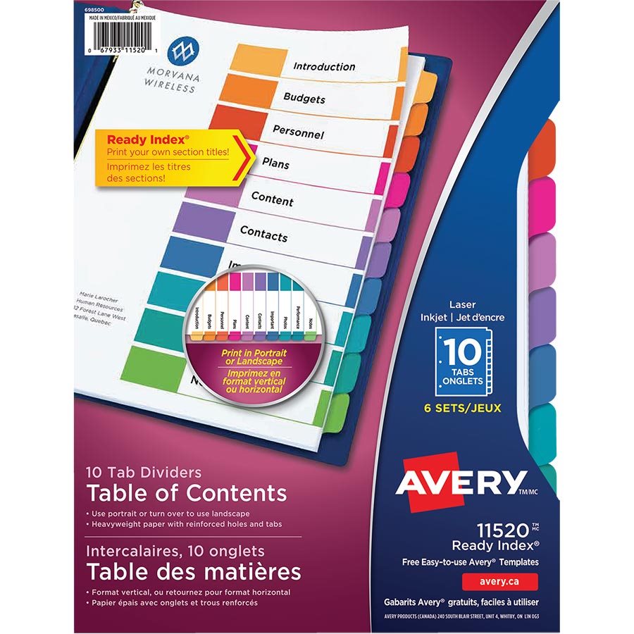 Intercalaires Ready Index® — 10 onglets