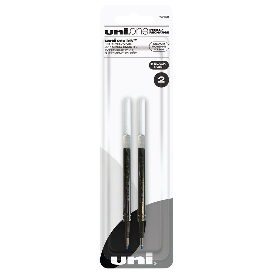 Recharge Uni-Ball One Gel Pointe moyenne (0,7 mm) — noir