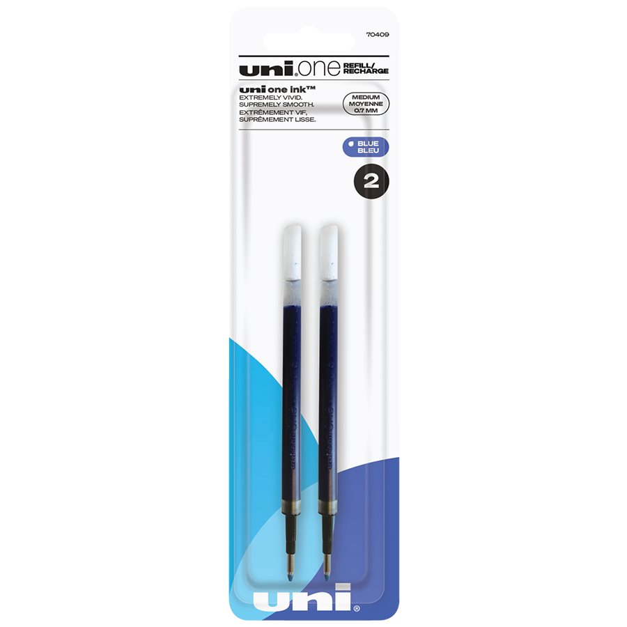 Recharge Uni-Ball One Gel Pointe moyenne (0,7 mm) — bleu