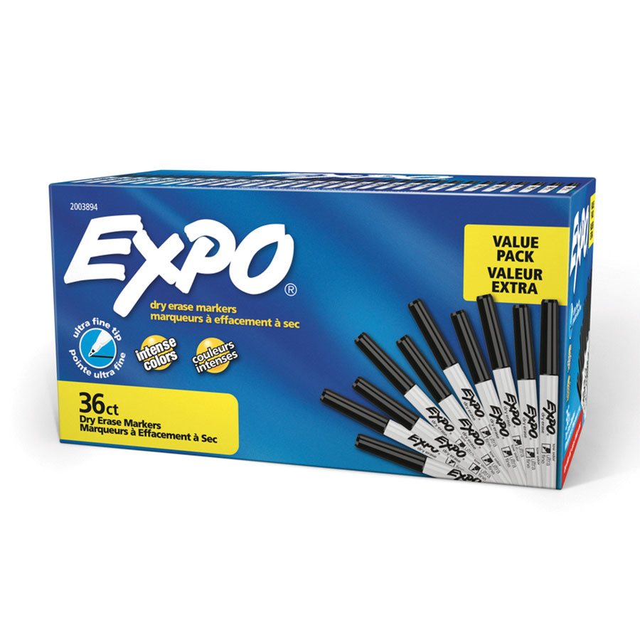 Marqueur effaçable à sec pour tableau blanc Expo® à faible odeur — noir