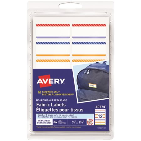 Étiquettes sans repassage pour tissus Avery — bordures bandes ludiques