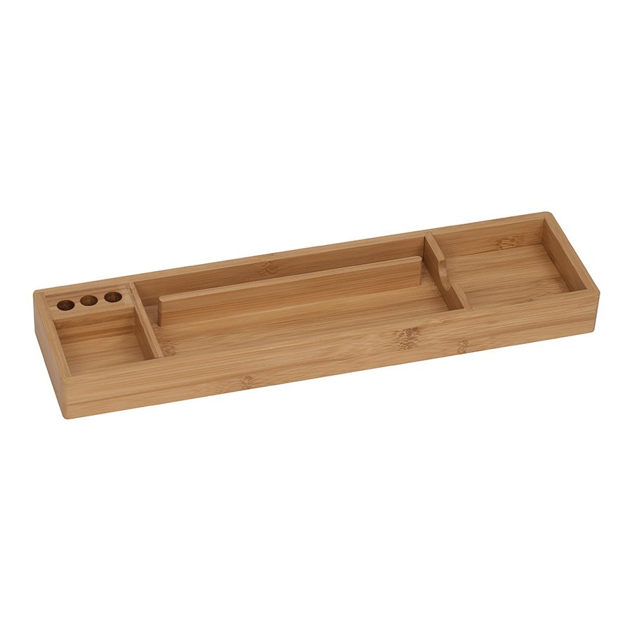 Plateau de bureau à quatre compartiments en bambou