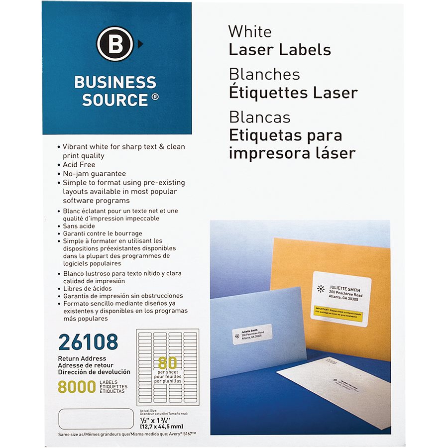 Étiquettes d’adresse premium — 1/2 x 1-3/4 po. (8000)
