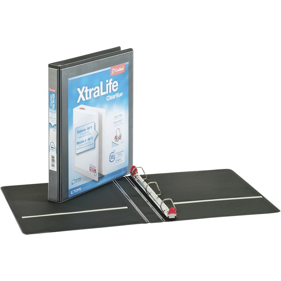 Reliure XtraLife® ClearVue® Locking Slant-D® — noir