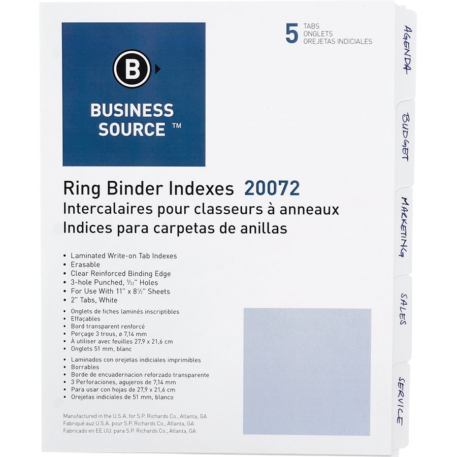 Intercalaires à onglets laminés — 5 onglets