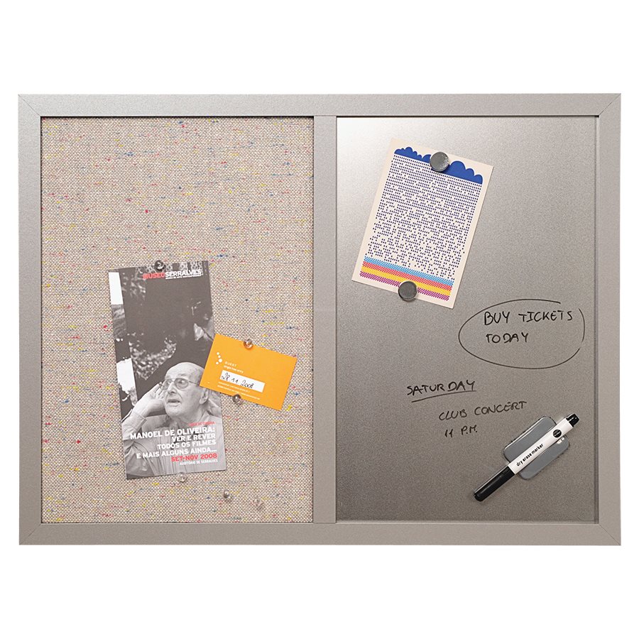 Tableaux combinés effaçables à sec et en tissu — gris