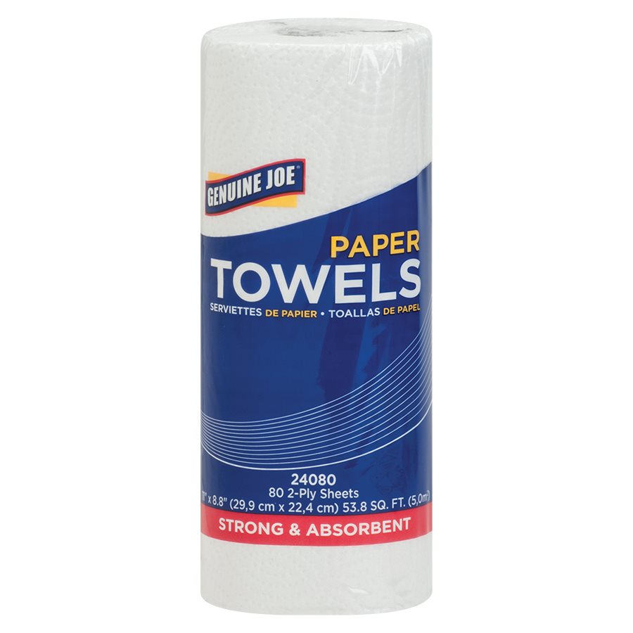 Serviettes de papier en rouleau — 80 serviettes - 11 x 8-4/5 po. (bte 30)