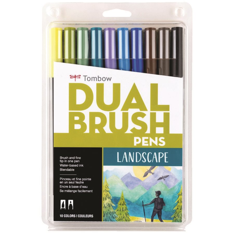 Stylos à double pinceau — couleurs paysages